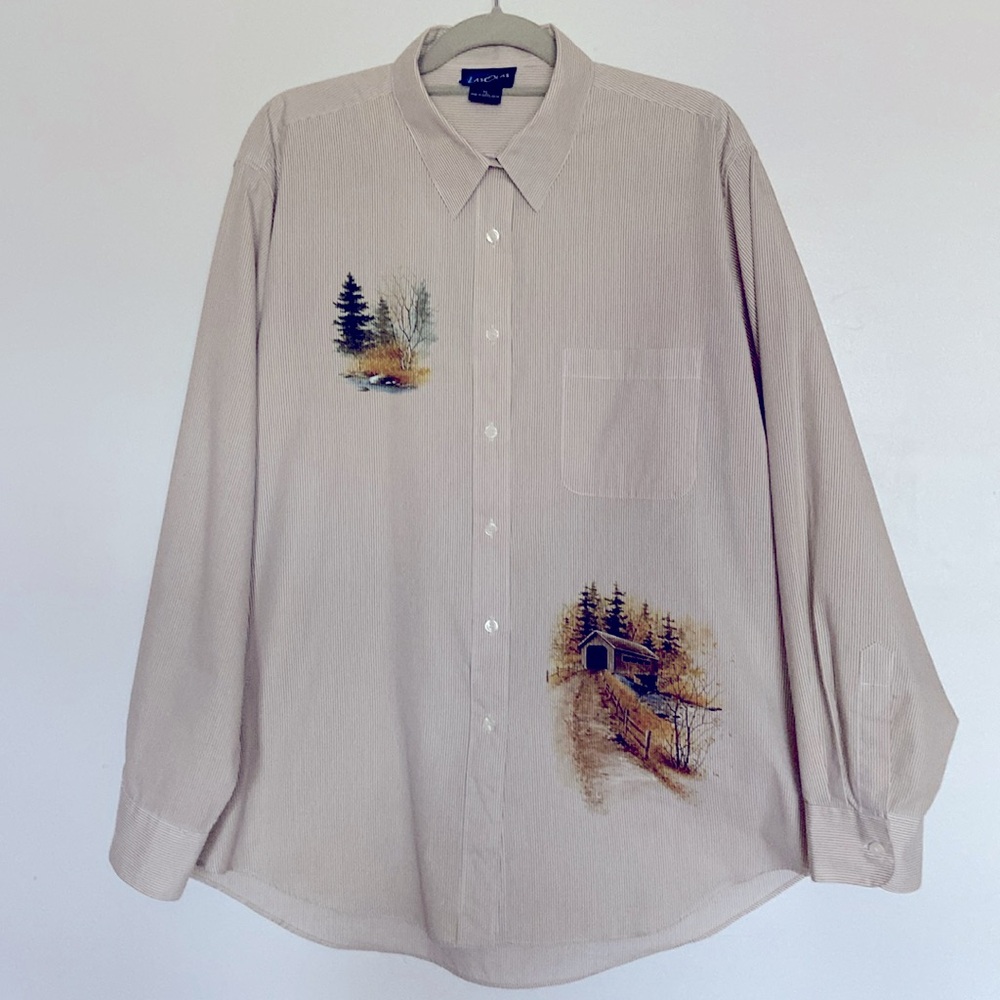 Vintage Las Olas Womens XL Oversized Button Down Shirt